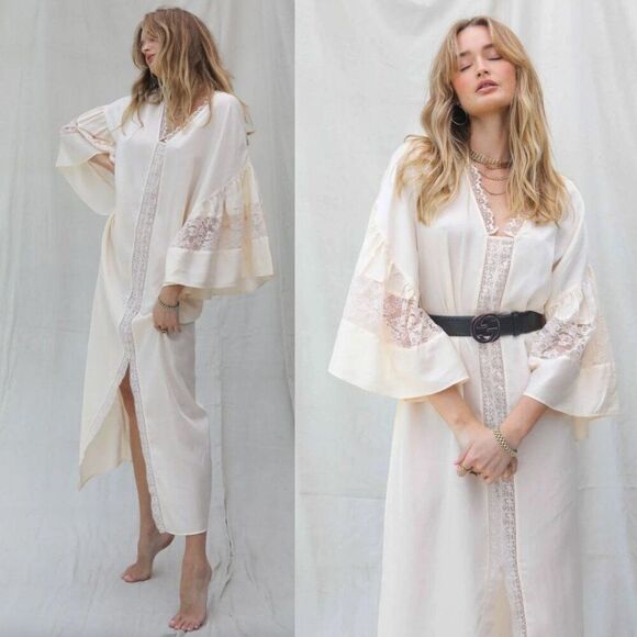 Free People Dresses & Skirts - NWT Free People x Jen's Pirate Booty Angel Fire Kaftan in French Vanilla Large